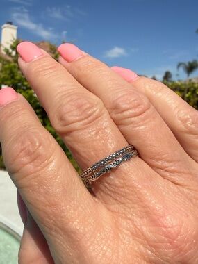 Sterling Silver 925 Israel Stack Rings Set 2 Boho Band Size 10 NWOT